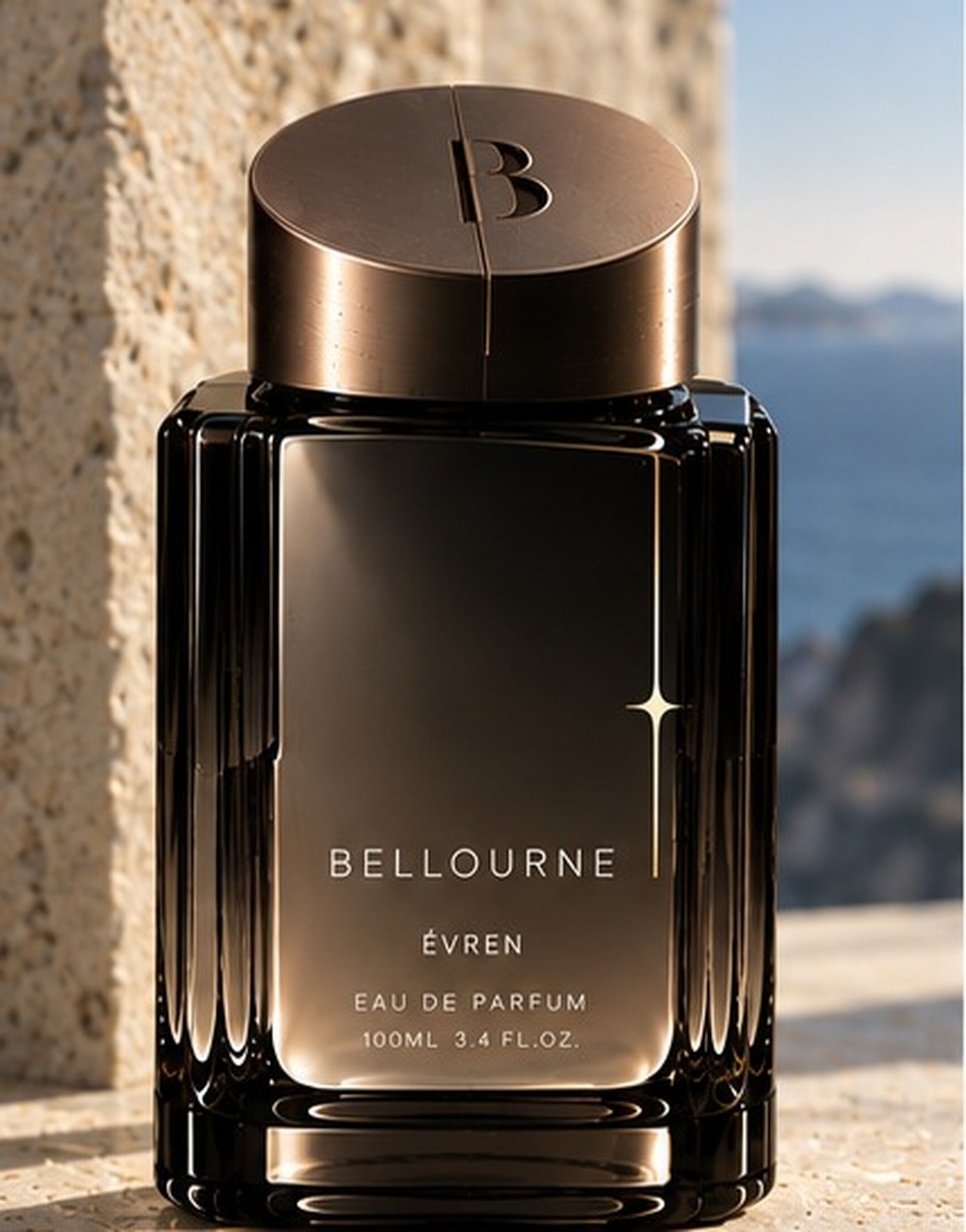 ÉVREN Eau de Parfum 100ml, the Bellourne bottle in smoked glass